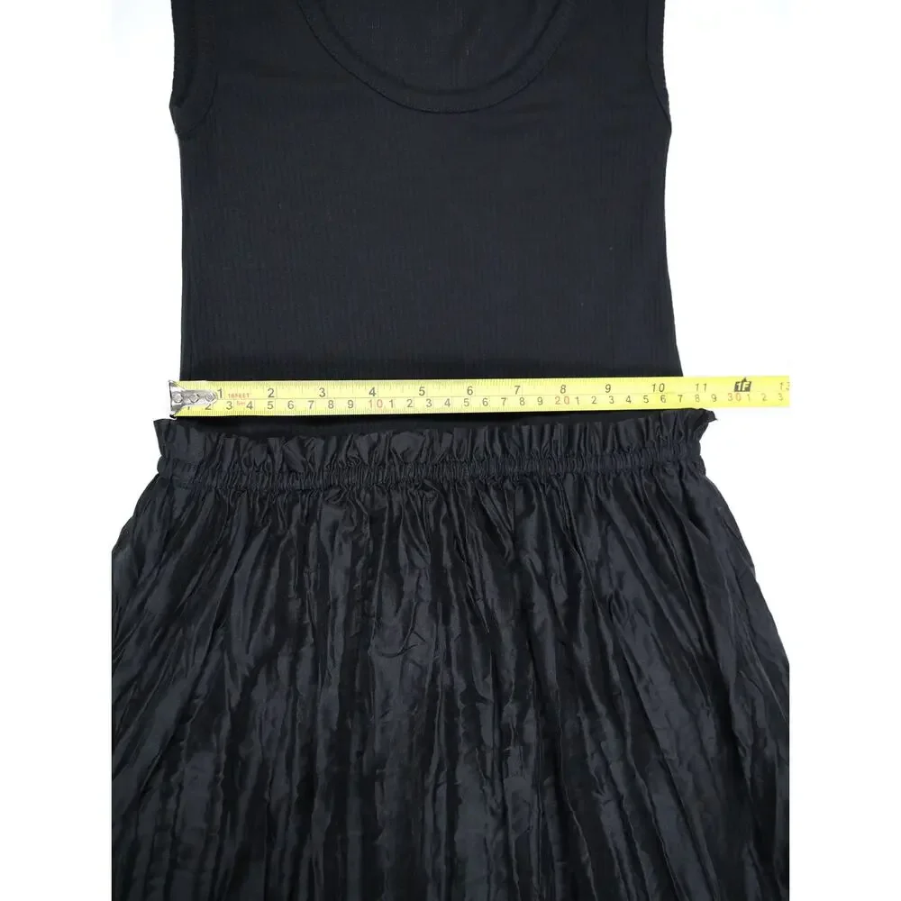 J.Crew Black Mixed Media Ribbed Tank Maxi Dress XXS Cotton Capsule Quiet Luxury